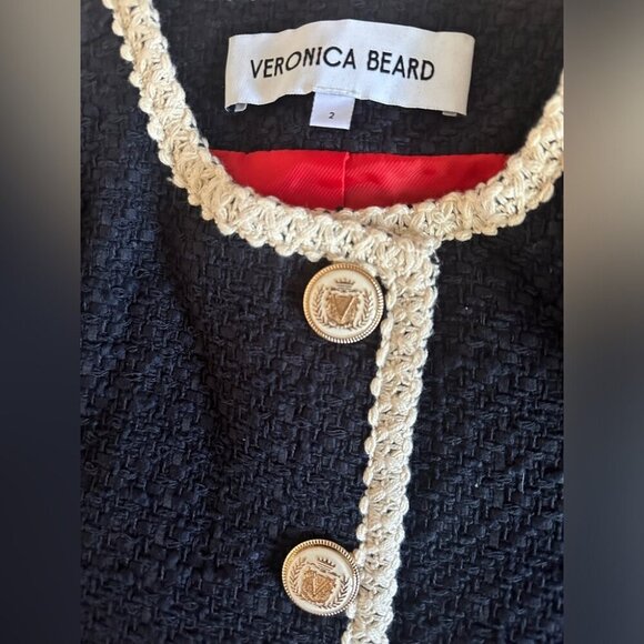 NEW Veronica Beard Mabel Collarless Tweed Jacket Blazer in Navy | size 2 - Picture 10 of 15